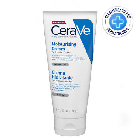 Cerave Crema Hidratante Diaria Para Rostro Y Cuerpo, Para Piel Seca A Muy Seca, Hidratación Por 24 Horas, Con 3 Ceramidas Esenciales Y Ácido Hialurónico, 170g